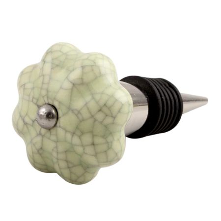 Washed Green Crackle Ceramic Melon Wine Stopper